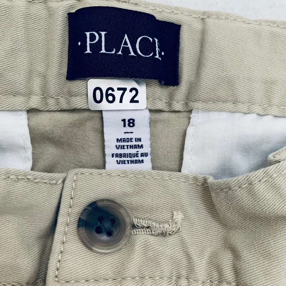 The Children's Place Chino Shorts BIG BOY Uniform Size 18 Khaki Adjustable Waist